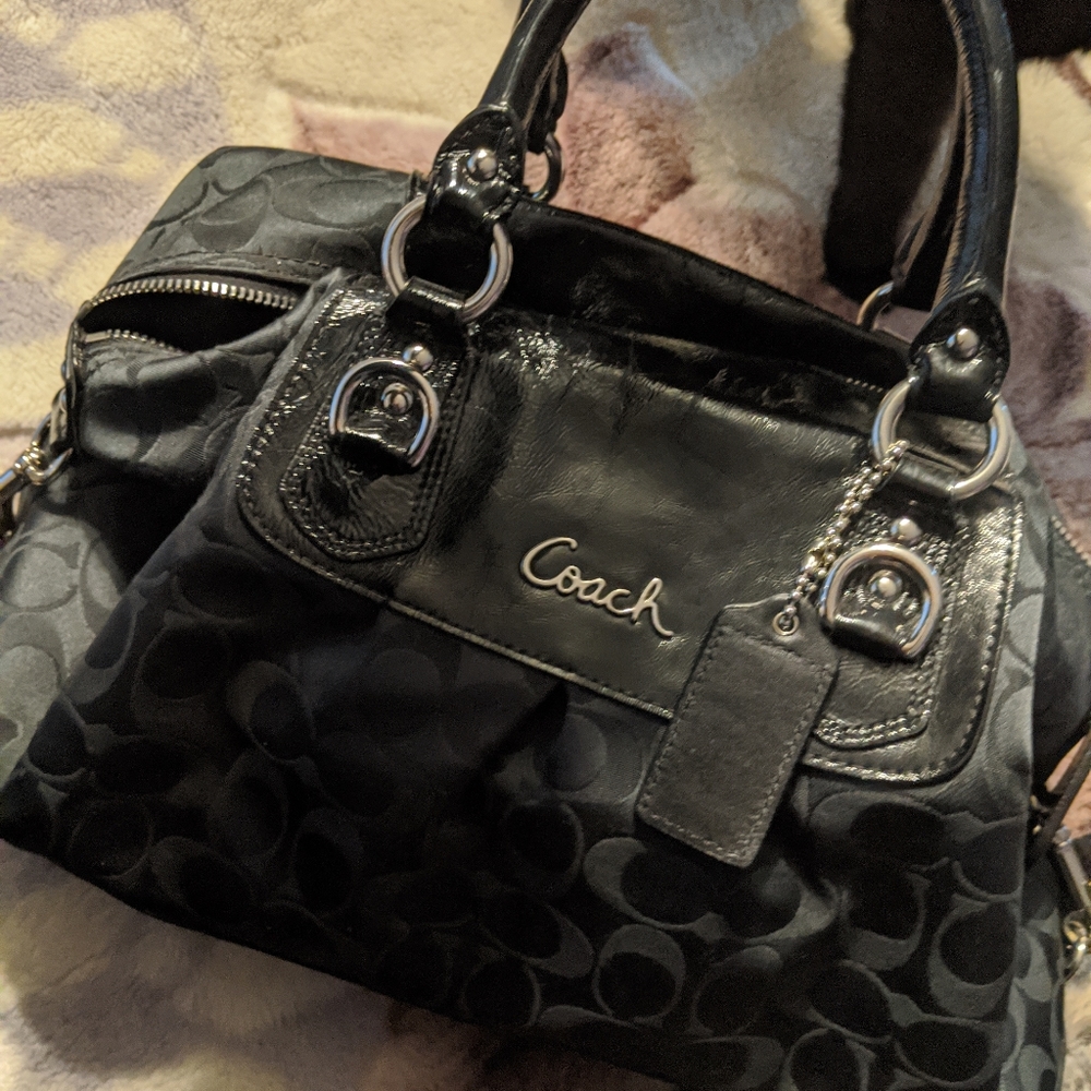 Black on black coach bag